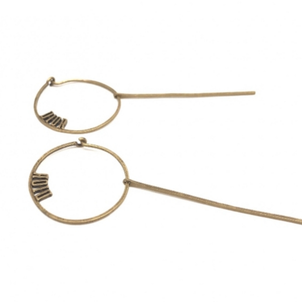 Dior Gold Tone Hoop Earrings with Slim Drop Bars - Picture 11 of 13